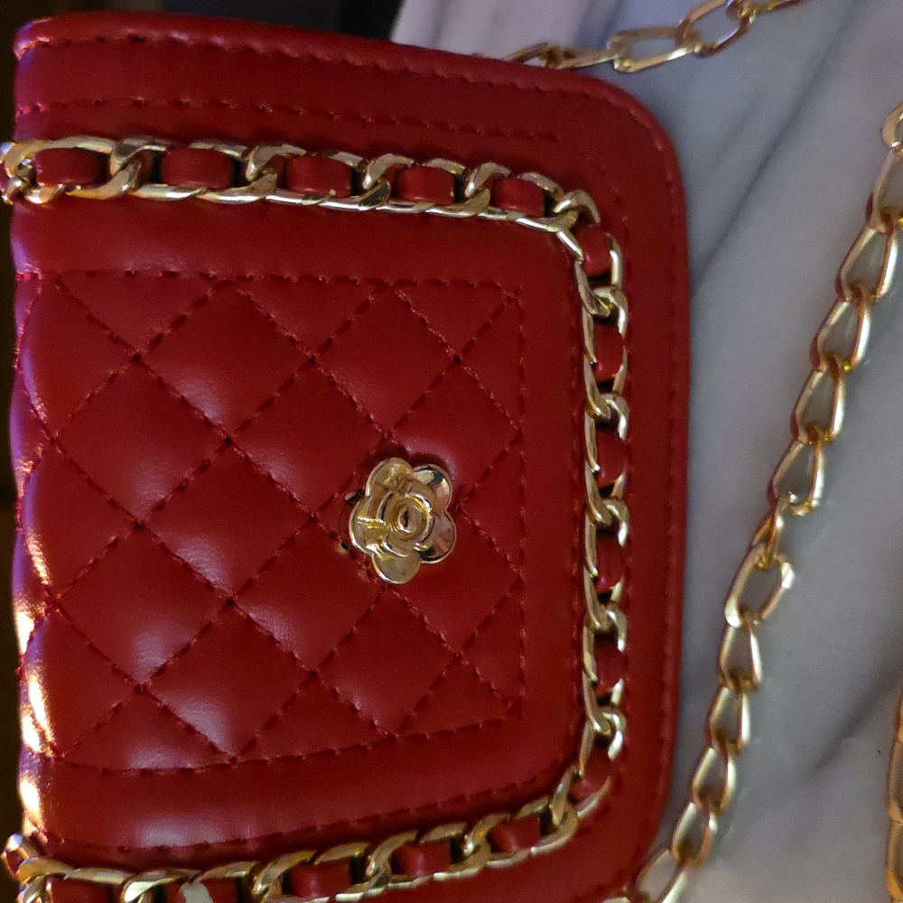 Red Quilted Chain Crossbody Bag ❤️ - Picture 3 of 12